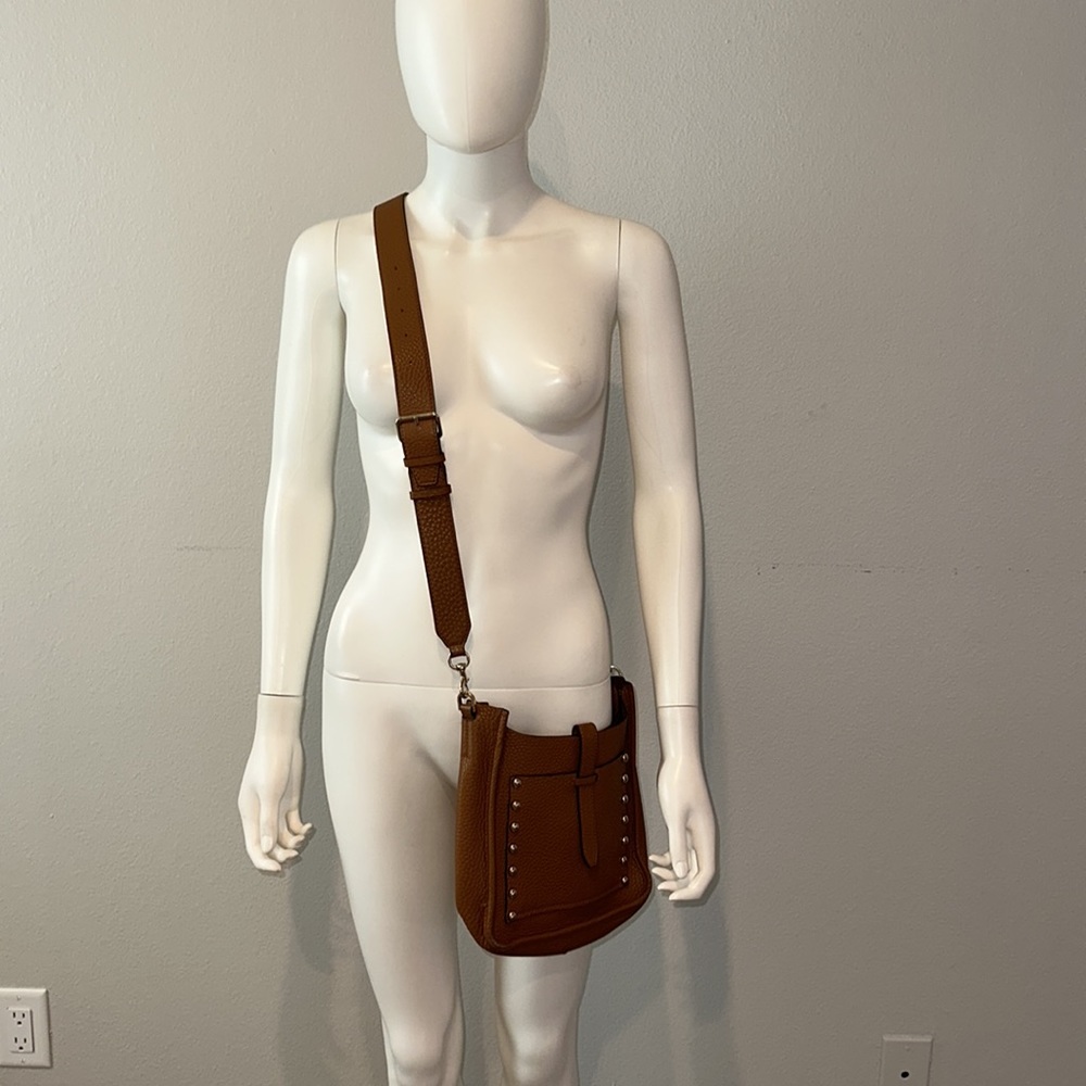 REBECCA MINKOFF brown leather studded crossbody feed boho bag purse - Picture 7 of 8